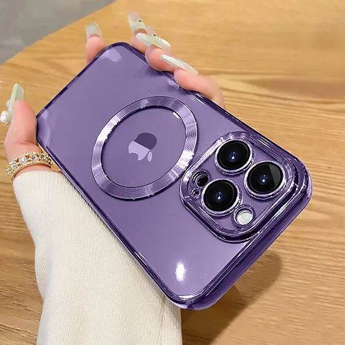 Vista 34 de Funda magnética transparente compatible con iPhone 11, lujosa funda MagSafe transparente a prueba de golpes con protector completo de lente