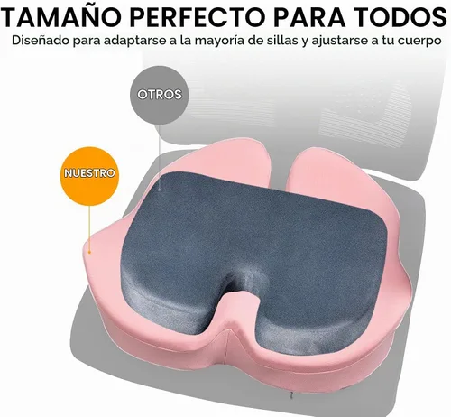 Vista 2 de Cojín de asiento de espuma viscoelástica extra grande para silla de oficina, para apoyo de espalda, alivio de la ciática y el coxis, cojín