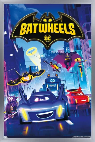 Vista 11 de Trends International DC Comics TV Batwheels - Póster de pared de arte clave, 22.4 pulgadas de largo x 14.7 W, versión enmarcada de madera de granero