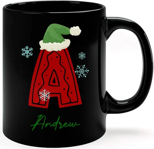 Vista 11 de Tazas de café con iniciales de Navidad 2025, taza con monograma, tazas de Navidad personalizadas con nombres, taza para niños, tazas de café, tazas