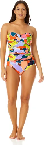 Vista 3 de Anne Cole Bandeau Twist Front Shirred de una pieza