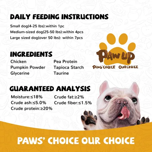 Vista 8 de PAWUP Dog Treats - Galletas envueltas en pollo, palitos de calabaza, sin cuero crudo, suaves masticables con taurina, golosinas de entrenamiento