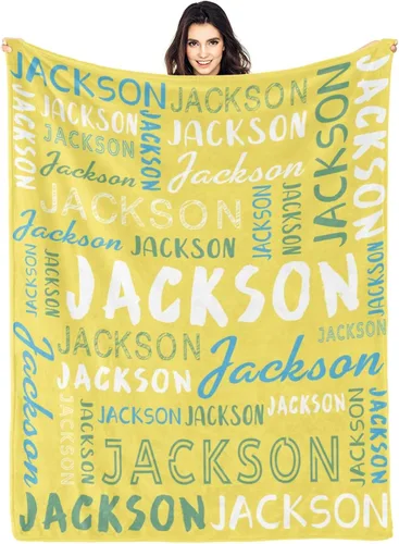 Vista 15 de Manta personalizada con nombre, manta personalizada con nombre y texto para adultos, niños, cumpleaños, Navidad, Día de la Madre, Padre, Día de San