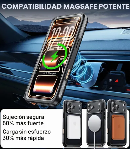 Vista 4 de Oterkin Funda magnética para iPhone 16 impermeable, translúcida mate [compatible con Magsafe] [lente y protector de pantalla integrados] cubierta