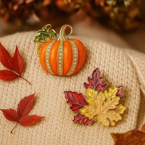 Vista 4 de 2 broches y alfileres para mujer, joyería de otoño para mujer, joyería de Acción de Gracias para mujeres, broches, alfileres de vacaciones