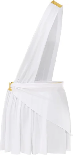Vista 6 de HULIJA Disfraz de Toga griego romano de Halloween para hombre adulto, falda con volantes y tirantes