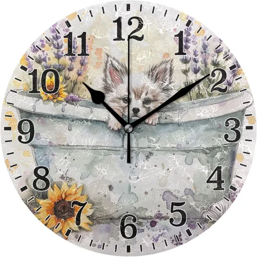 Vista 72 de JUNZAN Reloj de bañera con vino romántico espumoso y velas, reloj de pared silencioso de 10 pulgadas, pequeño reloj redondo, decoración de cocina