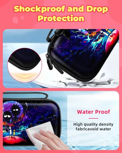 Vista 4 de Xinocy Carrying Case for Nintendo SwitchSwitch OLED Travel Carry Cases for Teen Girls Kids Boys Cute Cartoon Design Aesthetic Portable Hard Shell