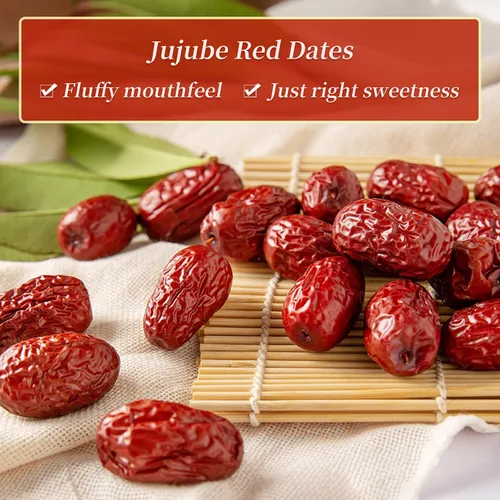 Vista 7 de Haomly Dátiles de azufaifo, 10.58 oz/300 g, aperitivo natural para la salud, dulce y masticable y deliciosos dátiles secos, dátiles rojos de gran