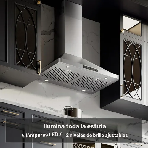 Vista 4 de 30inch Wall Mount Range Hood, 900CFM Stainless Steel Kitchen Hood