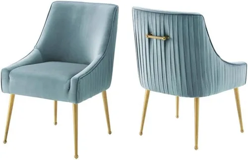 Vista 13 de Modway Discern - Juego de 2 sillas de comedor tapizadas de terciopelo de alto rendimiento, con respaldo plisado, color gris