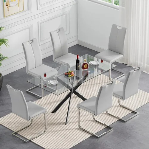 Vista 46 de HomVent Juego de mesa de comedor redonda de vidrio de 3 piezas, juego de mesa de cocina de vidrio redondo para 2 personas con 2 sillas de comedor
