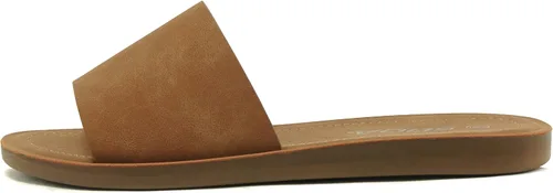 Vista 28 de Soda Shoes Efron-S - Chanclas básicas lisas para mujer, sandalias deslizantes, informales, puntera abierta, playa Todo negro Pu