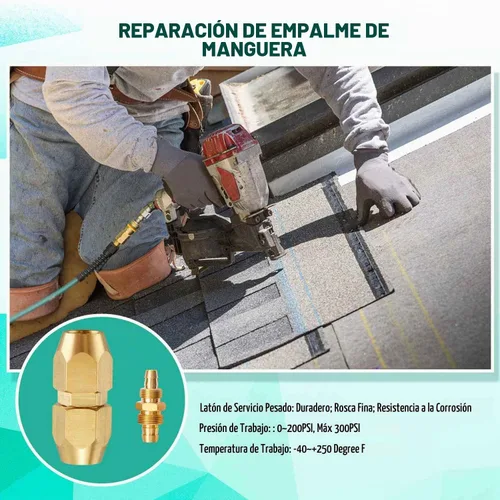 Vista 6 de Soild Brass HPT - Kit de reparación de empalmador de manguera reutilizable de latón para manguera de identificación de 1/4 pulgadas