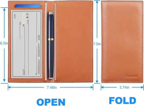 Vista 4 de CASMONAL Funda de cuero prémium para chequera para hombres y mujeres, cartera con bloqueo RFID