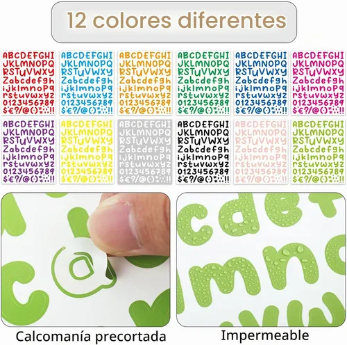 Vista 3 de Calcomanías de letras, Dizdkizd - Pequeñas calcomanías del alfabeto, calcomanías de vinilo impermeables de 1 pulgada, letras autoadhesivas, un