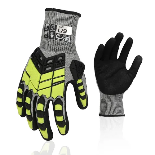 Vista 16 de Guantes de trabajo de seguridad Graloky, guantes de impacto para hombres y mujeres, guantes resistentes a cortes antideslizantes de trabajo pesado