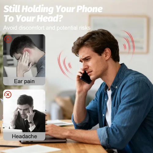 Vista 3 de Auricular de Teléfono Retro, Auricular de Teléfono Retro para iPhone y Android, Teléfono Vintage de la Vieja Escuela con Cable para Teléfonos Rosa
