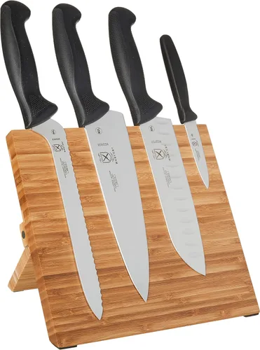 Vista 24 de Mercer Culinary Millennia - Juego de 5 tableros magnéticos con asas negras, acacia, 16 x 8 x 18 pulgadas