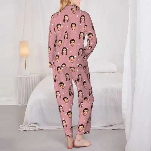 Vista 5 de Ti Caldi Pantalones de pijama personalizados para mujeres y hombres, pijamas de franela personalizadas con foto de cara, pantalones de pijama