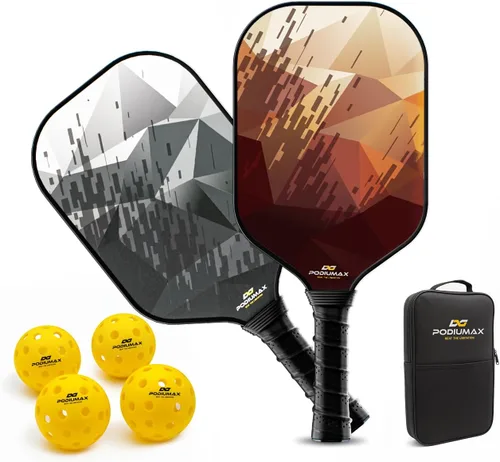 Vista 7 de PodiuMax Carbon Fiber Pickleball Paddles, 11mm 13mm Hexa Polymer Core for Power&Control&Spin, Fiberglass Pickleball Paddle Set of 2, Lightweight
