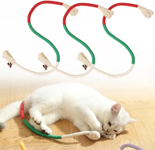 Vista 9 de Cuerda de juguete masticable para gatos, cuerda de masticar natural mejorada 2026, juguete interactivo de hierba gatera para gatitos, cuidado