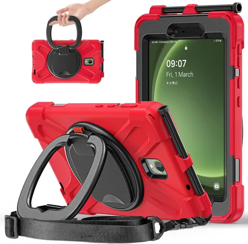 Vista 26 de 360 Rotation Case for Galaxy Tab ActivePro/Tab Active4 Pro/Active 5 Pro 10.1" Sturdy Cover Rotate Ring Stand Shoulder Carrying Strap Hand Strap