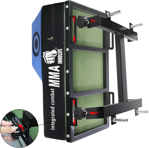 Vista 5 de INNOLIFE Bolsa pesada de boxeo para montaje en pared para entrenamiento de artes marciales mixtas (27.5 x 15.8 x 11.8 pulgadas, azul)