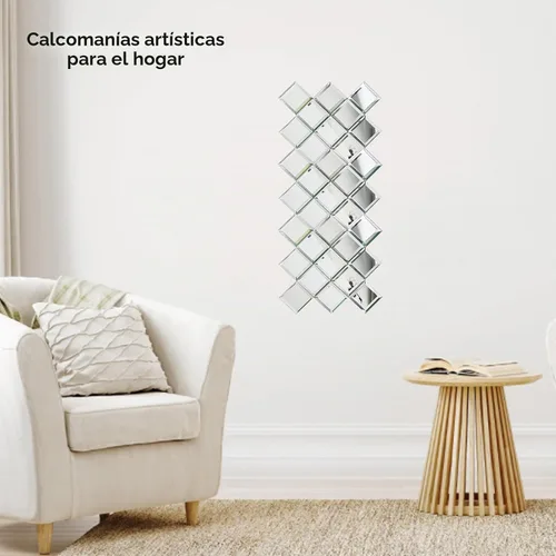Vista 7 de Diflart 32 azulejos de espejo para despegar y pegar, plateado, 3 x 3 pulgadas, espejo biselado cuadrado para cocina, azulejos de pared