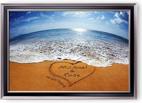 Vista 78 de A&T ARTWORK Love on Beach - Impresión fotográfica personalizada, incluye nombres y la fecha, regalo único para el aniversario de boda. Alfombrillas