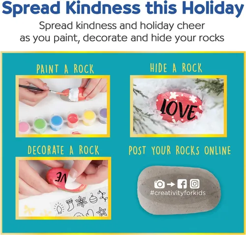 Vista 6 de Creativity for Kids Kit de pintura de rocas para escondidas navideñas Pintura, decora y oculta 10 rocas festivas Kit de manualidades navideñas