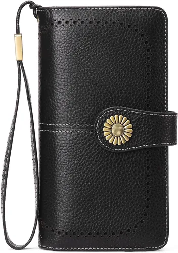 Vista 29 de SENDEFN Billeteras de cuero para mujer, tarjetero de crédito con bloqueo RFID, pulsera de gran capacidad with RFID Blocking, Large Capacity
