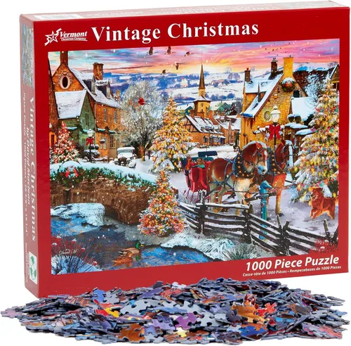Vista 4 de Vermont Christmas Company Rompecabezas de Navidad vintage de 1000 piezas