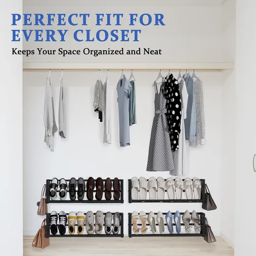 Vista 4 de Paquete de 2 zapateros estrechos de pared para espacios pequeños, zapatero colgante con capacidad para 8 pares, almacenamiento de zapatos de pared