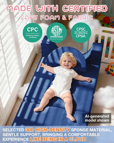 Vista 3 de 15 piezas Sofá de juego modular para niños, Sofá para niños pequeños y niños, sofás para niños pequeños, Kit de construcción de fortalezas con sofás