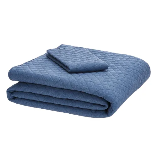 Vista 2 de Amazon Basics - Juego de sábanas de algodón brezo, color azul