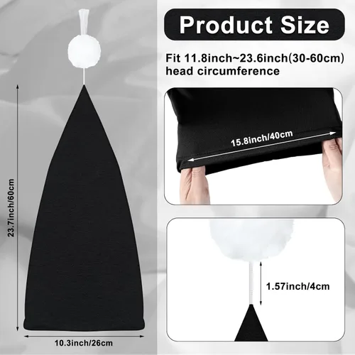 Vista 2 de Geyoga Gorro de dormir de noche de seda ajustable con cordón ajustable para hombre con bola de pompón para uso diario Negro