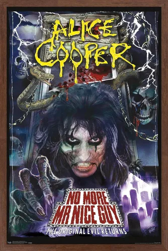 Vista 17 de Trends International Alice Cooper - Póster de pared No More Mr. Nice Guy, 14.725 x 22.375 pulgadas, versión enmarcada de madera de granero Versión