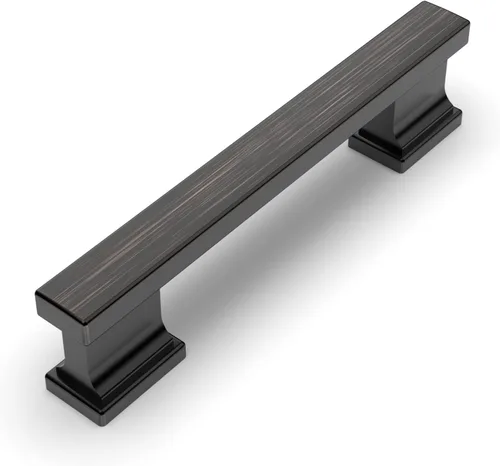 Vista 23 de Amerdeco - Paquete de 6 perillas en negro mate para gabinete, un solo orificio de 1.46 pulgadas, manijas para armarios, tiradores rectangulares