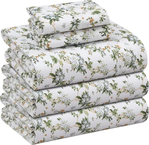 Vista 127 de RUVANTI Sábanas de percal 100% algodón, tamaño individual, anual Fresco fresco, bolsillo profundo de 16 pulgadas, suave, transpirable y duradero