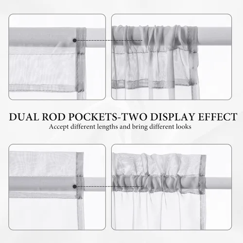 Vista 33 de MIULEE Cortinas Transparentes Laterales para Puerta Francesa con Filtrado de Luz, Tratamiento de Ventana, 2 Paneles de 25 x 40 Pulgadas con Beige