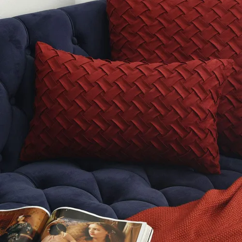 Vista 9 de vctops Funda de Almohada Decorativa con Patrón de Tejido de Canasta Boho, Gamuza Súper Suave, Funda de Cojín de Acento Cuadrada Sólida para Sillón