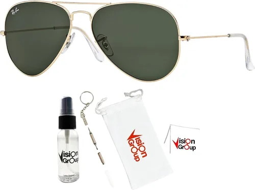 Vista 2 de Ray-Ban RB3025 - Gafas de sol de aviador de metal + paquete de accesorios de Vision Group