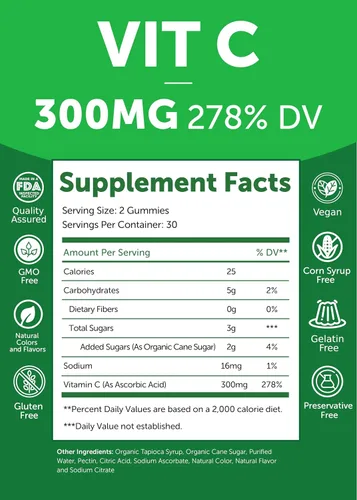 Vista 5 de Lunakai Gomitas de vitamina C para adultos y niños, vitaminas orgánicas VIT C veganas masticables en gomitas – 250 mg para adultos, niños y niños
