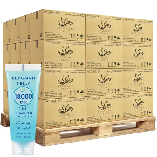Vista 9 de Bergman Kelly - Champú y acondicionador 2 en 1 tamaño viaje - 0.5 fl oz, 200 PK, cascada tropical - Deleite a sus invitados con amenidades de champú