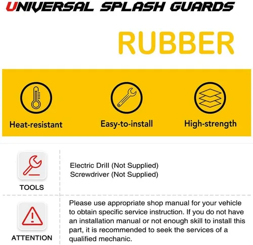 Vista 8 de AUTOXBERT - Juego de 4 aletas universales de goma para automóvil, guardabarros sucios y flexibles, para camioneta, SUV, camioneta, 8.3 x 14.2 in