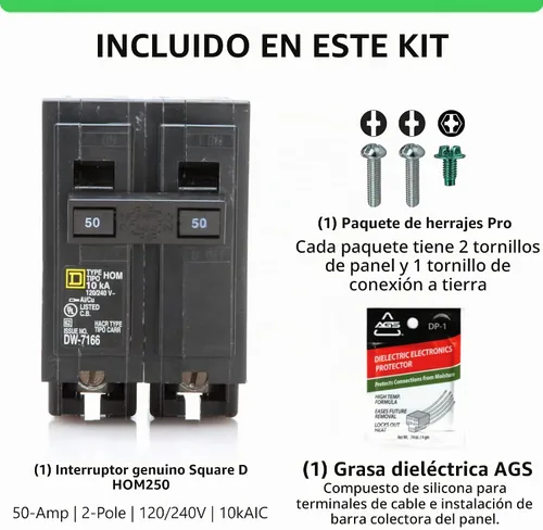 Vista 5 de Kit de disyuntor de doble polo cuadrado D HOM250 de 50