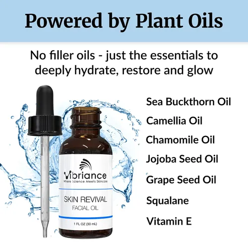 Vista 5 de Vibriance Aceite facial Skin Revival - Ingredientes naturales - Hidratante facial para tipos sensibles y secos, con vitamina E, espino amarillo