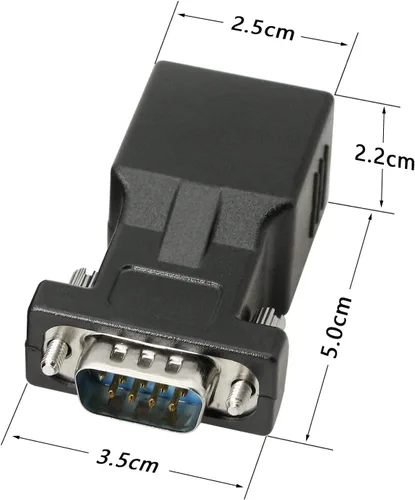 Vista 6 de DB9 RS232 a RJ45 Extender, DB9 9-Pin Serial Port Hembra y Macho a RJ45-2pcs 2 adaptadores