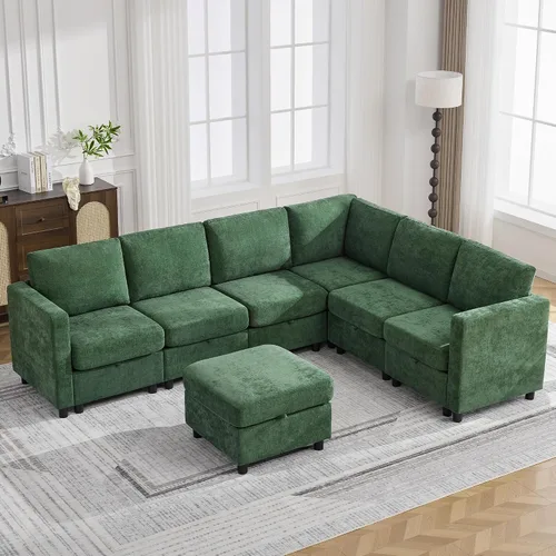 Vista 41 de WUTUTUEE Sofá biplaza modular de 58 pulgadas, sofá biplaza moderno de 2 plazas con almacenamiento, sofá modular de felpilla para sala de estar, Beige